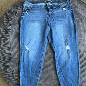 Celebrity pink distressed jeans